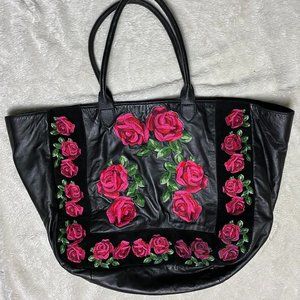 Patricia Nash Rose Embroidered Leather tote